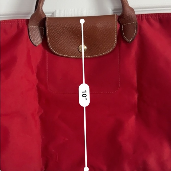 Longchamp Red Tote with Brown Handles - Picture 6 of 10